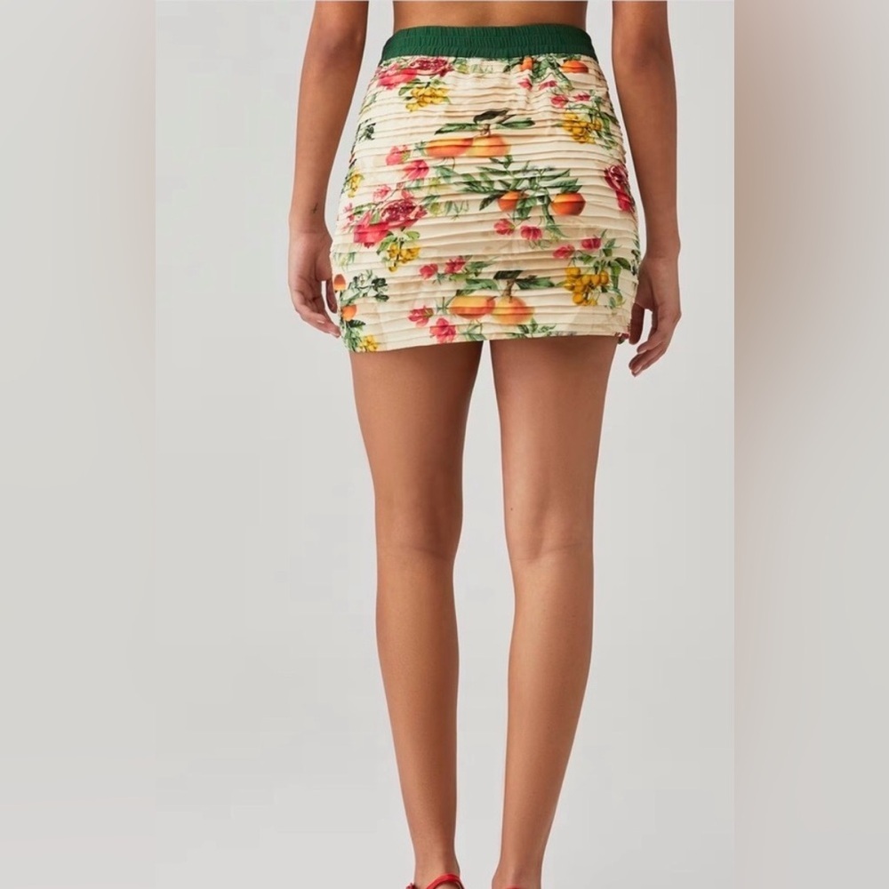 Rococo Sand Floral Skirt with Green and Red Accents - Picture 4 of 9